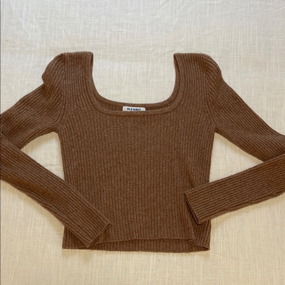 Old Navy Brown Crew Neck Sweater Ribbed Knit